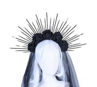 Vdaxvme Diadema de corona para mujer, diadema de boda de VirginMary, diadema de corona barroca, diadema de flores, tocado de fiesta, decoración para el cabello