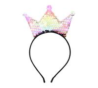 Vdaxvme Diadema de coronas de lentejuelas brillantes con diseño colorido, accesorio para fiesta de cumpleaños para niña, diadema brillante para fiesta de cumpleaños