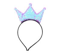 Vdaxvme Diadema de coronas de lentejuelas brillantes con diseño colorido, accesorio para fiesta de cumpleaños para niña, diadema brillante para fiesta de cumpleaños