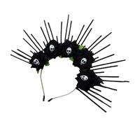 Vdaxvme Diadema de coronas para mujer, diseño de calavera, flores, Halloween, serie oscura, tiaras, diadema, fiesta, disfraz, aro para el pelo