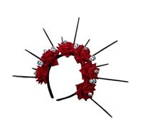 Vdaxvme Diadema de coronas para mujer, diseño de calavera, flores, Halloween, serie oscura, tiaras, diadema, fiesta, disfraz, aro para el pelo