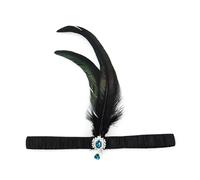 Vdaxvme Diadema de estilo medieval de los años 20 con diademas llamativas de plumas para mujer, diadema para actuaciones de cosplay