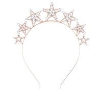 Vdaxvme Diadema de estrella con diamantes de imitación, tocados de novia, accesorios para fotos de fiesta, impresionante corona de cristal llamativa