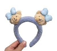 Vdaxvme Diadema de felpa con diseño de dibujos animados, con lazo, para fiesta de Año Nuevo, tocado para niñas, para lavar la cara, diadema divertida para niños