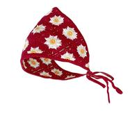 Vdaxvme Diadema de flores estilo francés, bandana de ganchillo para mujer, accesorio étnico para festival de música, reunión, fiesta, tocado, rojo, Talla única