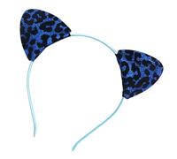Vdaxvme Diadema de orejas de gato con patrón de animales para mujeres y niñas, disfraz de aro de música, festival, vacaciones, fiesta, reunión