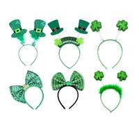 Vdaxvme Diadema de trébol irlandés para adultos, con lentejuelas, purpurina en polvo, diadema para el día de San Patricio, diadema para carnaval