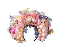Vdaxvme Diadema étnica para novia, corona, flores, boda, diadema de playa, accesorio para el cabello para mujer