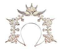 Vdaxvme Diadema gótica de doble capa para cosplay, alas de ángel, para mujer, para festivales, fiestas, adolescentes, actuaciones