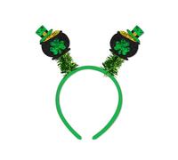 Vdaxvme Diadema irlandesa para adultos con lentejuelas, trébol/lazo, purpurina en polvo, diadema para el día de San Patricio, diadema de carnaval