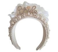 Vdaxvme Diadema para novia elaborada con diseño de flores en 3D con perlas para despedida de soltera, fiesta de novia, perlas