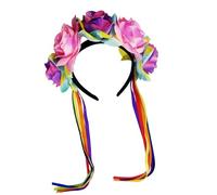 [Vdaxvme] Diadema única con borlas, diseño de rosa, hecha a mano, colorido, para disfraz, diadema multicolor para carnaval