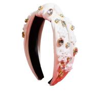 Vdaxvme Diademas anudadas para mujeres y niñas, diadema ancha y lisa, turbante con nudo de moda con diamantes de imitación