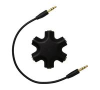 Vdaxvme Divisor de auriculares de alta fidelidad de 5 vías de 3,5 mm, expansor de puerto auxiliar para compartir música, cable de PVC, sin ruido, múltiples conectores de dispositivos