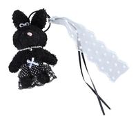 Vdaxvme Elegante llavero de oso de peluche, colgante de animal peludo suave para mochilas y bolsos, accesorio de moda, decoración, negro, conejito