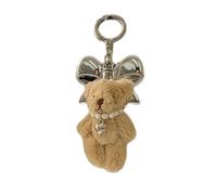 Vdaxvme Elegante llavero de oso de peluche, colgante de animal peludo suave para mochilas y bolsos, accesorio de moda, decoración, marrón, oso