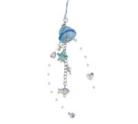 Vdaxvme Elegante llavero portátil inspirado en medusas con cristales de estrella y perlas para accesorios de teléfono, Acrílico