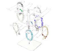 Vdaxvme Elegante soporte de exhibición de joyas de acrílico para almacenamiento organizado, niveles ajustables y base estable, decoración de encimera, organizador de joyería al por menor