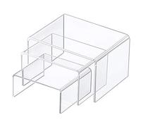 Vdaxvme Elevadores de pantalla acrílica, 3 niveles de tamaño, soporte acrílico, resistente a la corrosión, vitrina transparente para figuras, buffet