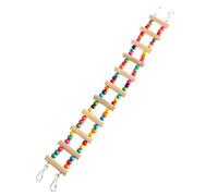 Vdaxvme Escalera de loro, juguete para escalar, puente de madera, cuentas de color arcoíris, masticable para pájaros, jerbo, animales pequeños, fácil de