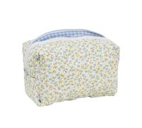 Vdaxvme Espaciosas bolsas de cosméticos de algodón suave con diseños florales acolchados bolsa de maquillaje grande estuche de accesorios de belleza para mujeres Po, turquesa, Belleza masiva