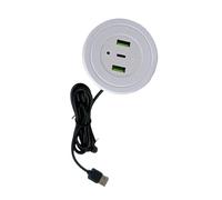 Vdaxvme Estación de carga redonda de escritorio con 3 puertos USB tipo C, conector adaptador de corriente integrado para estación de carga de oficina en casa