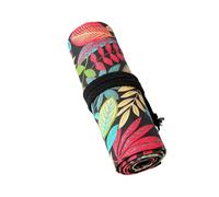 Vdaxvme Estuche de 12/24/36/48/72 agujeros con estampado de hojas, bolsa de almacenamiento para lápices, rollo de lona, 36 agujeros, 20x46cm