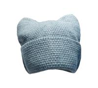 Vdaxvme Gorro de punto con orejas de gato cálido para invierno de ganchillo para mujer, punto a prueba de viento, nieve para niñas, nieve, esquí, ciclismo, punto blanco, Lago, azul, Talla única