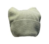 Vdaxvme Gorro de punto con orejas de gato cálido para invierno de ganchillo para mujer, punto a prueba de viento, nieve para niñas, nieve, esquí, ciclismo, punto blanco, Bean Green, Talla única