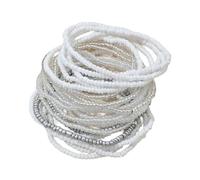 Vdaxvme Juego de 20 elegantes pulseras de perlas blancas, elegantes pulseras de perlas blancas, cadena de muñeca única para viajes a la playa, accesorios de bisutería