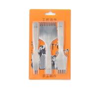 Vdaxvme Juego de herramientas de perforación, artesanía profesional de cuero, 2/5/10 dientes, cincel, perforadora, cordones, costura, cordones, conjunto, bordes, pelar