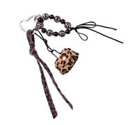 Vdaxvme Llavero creativo con estampado de leopardo, llavero, colgante de bolso, cuerda de perlas, colgante de bolso de moda para bolsos y mochilas, práctico llavero, a