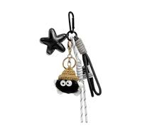 Vdaxvme Llavero de cuerda trenzada de muñeca de estrella para mochila, bolso, bolso, decoración de coche, accesorios, adorno colgante, Black
