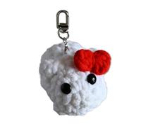 Vdaxvme Llavero de hámster de ganchillo único con lazo, llavero decorativo de aleación de algodón, accesorio colgante para llaves y bolsos, pajarita, ratón 4, grande