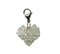 Vdaxvme Llavero elegante con colgante de corazón de cristal, llavero único con colgante de corazón, joyería para teléfono, Blanco, Lobster clasp 2