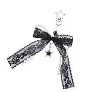 Vdaxvme Llaveros Estéticos Encajes, Perlas, Lazos, Bolsas, Colgantes de Encanto de Bolsos, Lindos Corazón Lazos Llaveros Colgantes Colgantes, Negro
