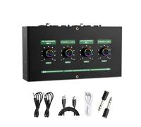 Vdaxvme Mezclador de micrófono de doble canal, amplificador revertido, funda de metal portátil para el hogar, KTV, eventos al aire libre, mezclador de micrófono doble