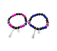 Vdaxvme Mujeres Guitarra Cinco Puntas Estrella Acrílico Perlas Pulseras Viento Frío Hip Hop Tendencia Pentagramas Lindo Temperamento Joyería Pentagramas Pulseras para Mujeres Hombres, talla única