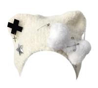 Vdaxvme Orejas de oso Gorro de punto único punk nieve invierno para mujeres y niñas, San Valentín, Blanco, Talla única