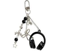 Vdaxvme Paquete con 1 llavero compacto y ligero para auriculares con tema musical portátil estilo personalizado accesorios clip simple accesorio para hombre, Negro , Talla única
