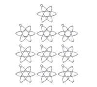 Vdaxvme Paquete de 10 colgantes de estructura de átomos de física y química, hallazgos de joyería para entusiastas de la ciencia y educativos, 33x26mm, Metal