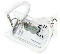 Vdaxvme Portatarjetas transparentes con orejas de gato, tarjetero, llavero, funda protectora, para tarjetas de autobús