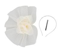 [Vdaxvme] Sombrero atractivo para fotos, sombrero de malla con flores, diadema y clip, accesorio esencial para boda para interiores y exteriores