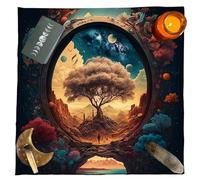 Vdaxvme Tarots - Mantel de tela para altares, diseño de astrología, adivinaciones, cuadrado, árbol de la vida, decoración del hogar