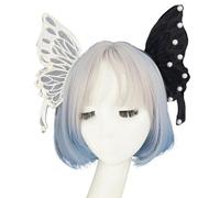 Vdaxvme Velo de mariposa para el pelo con perlas barrocas, cabeza gótica de juego de rol para hadas góticas, fiestas de disfraces, flores de mariposa, tocado renacentista, talla única, como se