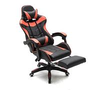 VDD Silla de gaming con reposapiés Cyclone Adolescentes - Silla de oficina - Silla de oficina - Silla de juegos de carreras - Rojo Negro