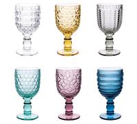 VDE Villa d'Este Home Tivoli 1996 Juego de 6 copas de cristal de 280 ml, superficie trabajada, Geometrías