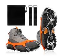Vdealen Crampones para Botas para Nieve Hielo 19 Dientes Tacos de Hielo Tracción Antideslizante para Caminar, Senderismo, Escalada, Trail Running, Pesca y Montañismo(M)