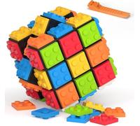 Vdealen Cubo de Build-on Brick 3D Puzzle Cube de 3x3 Cubo Original, Ladrillos Speed Cube para Principiantes y Avanzados, Regalo para Niños, Adolescentes y Adultos(Negro)