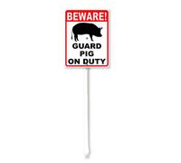 Vdenvileye Beware! - Señal de advertencia de cerdo de guardia con estaca, 20 x 30 cm, aluminio inoxidable para decoración de césped, decoración de jardín y carretera
